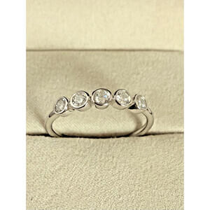 🔥Sterling Silver 5 Stone Ring .50 CTW Size 10 Stackable Minimalist Band